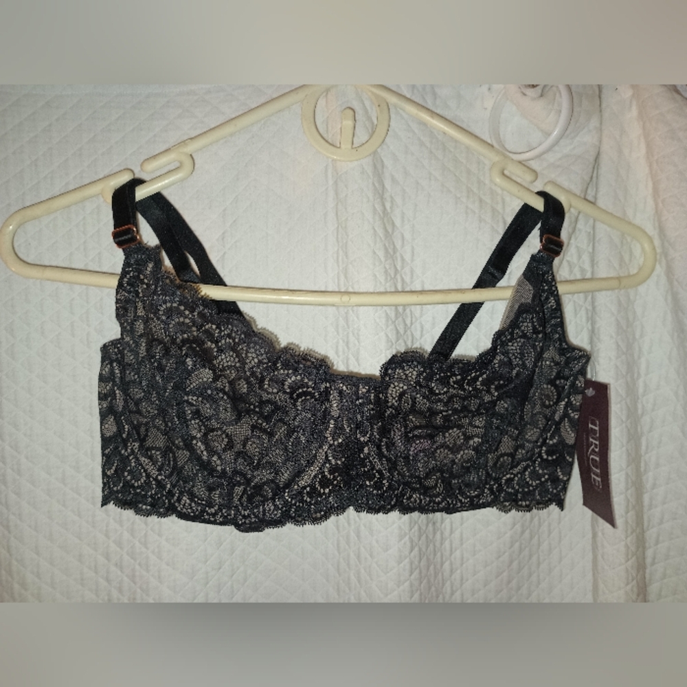 True & Co. Gramercy & Balconette Black Lace Bra Size 36D (NWT)
